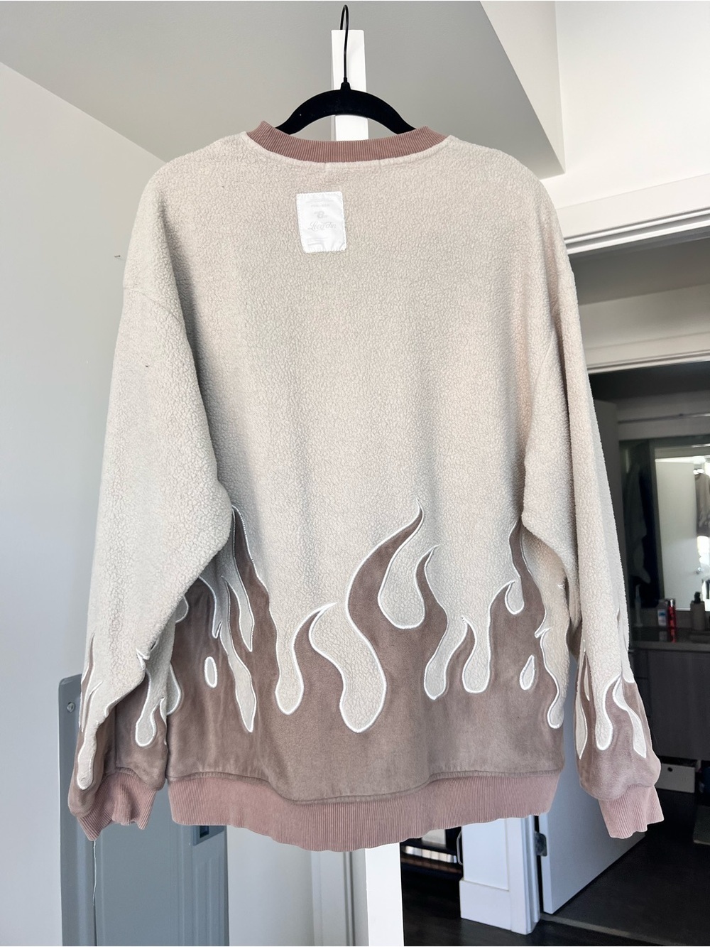Aelfric Eden Oversized Flames Crewneck Sweatshirt Brown Size L/XL - Picture 5 of 7